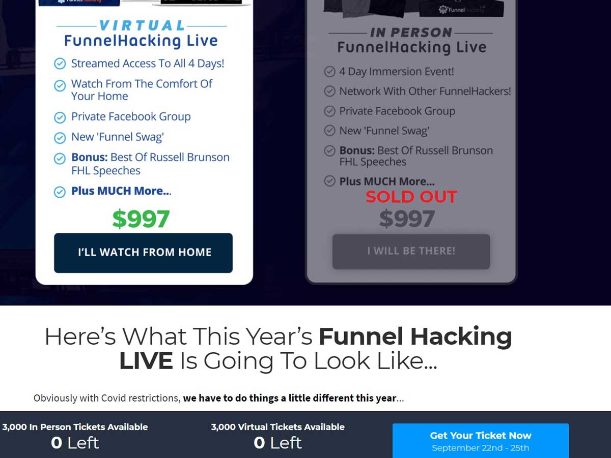 Funnel Hacking Live 2021 笔记，价值997美金！