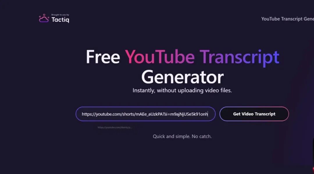 tactiq youtube transcript