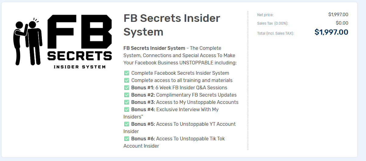 FB广告防封与爆单系统 FB Secrets Insider System ($1,997.00)